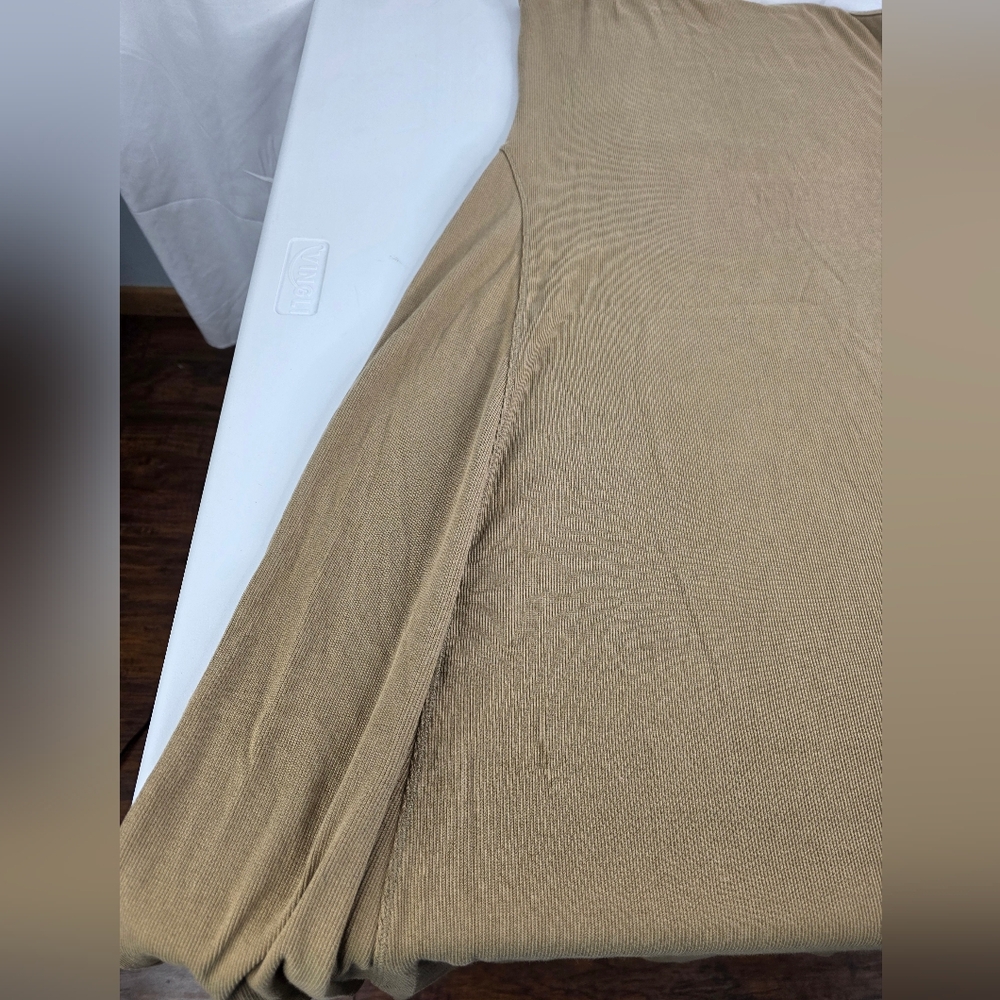 Universal Thread L Tan Ribbed Flared Maxi Dress Spaghetti Straps Stretch 2363-AW - Picture 8 of 10
